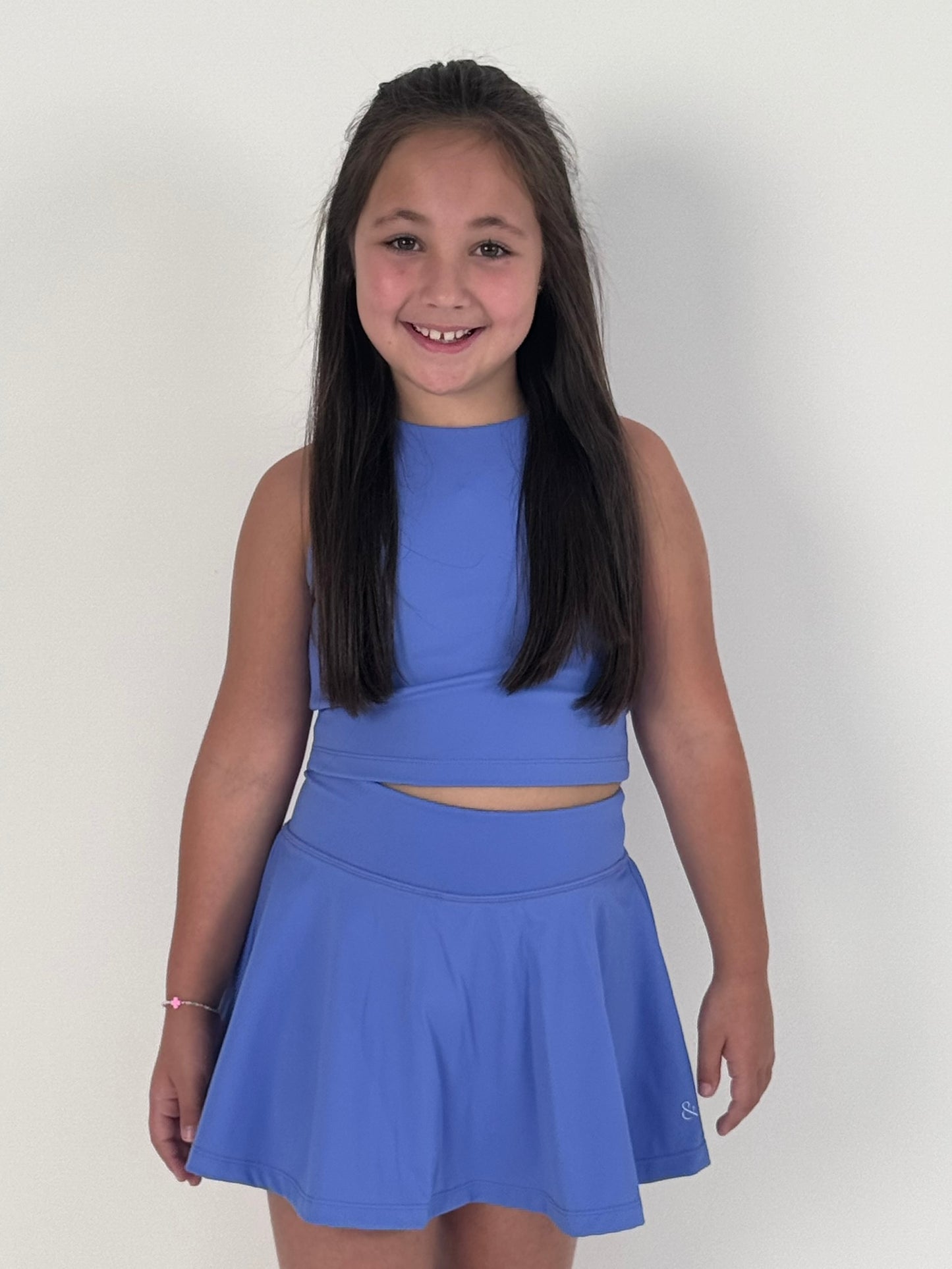 Mommy and Me Matching Athletic Wear Tennis Skirt Set - Blue