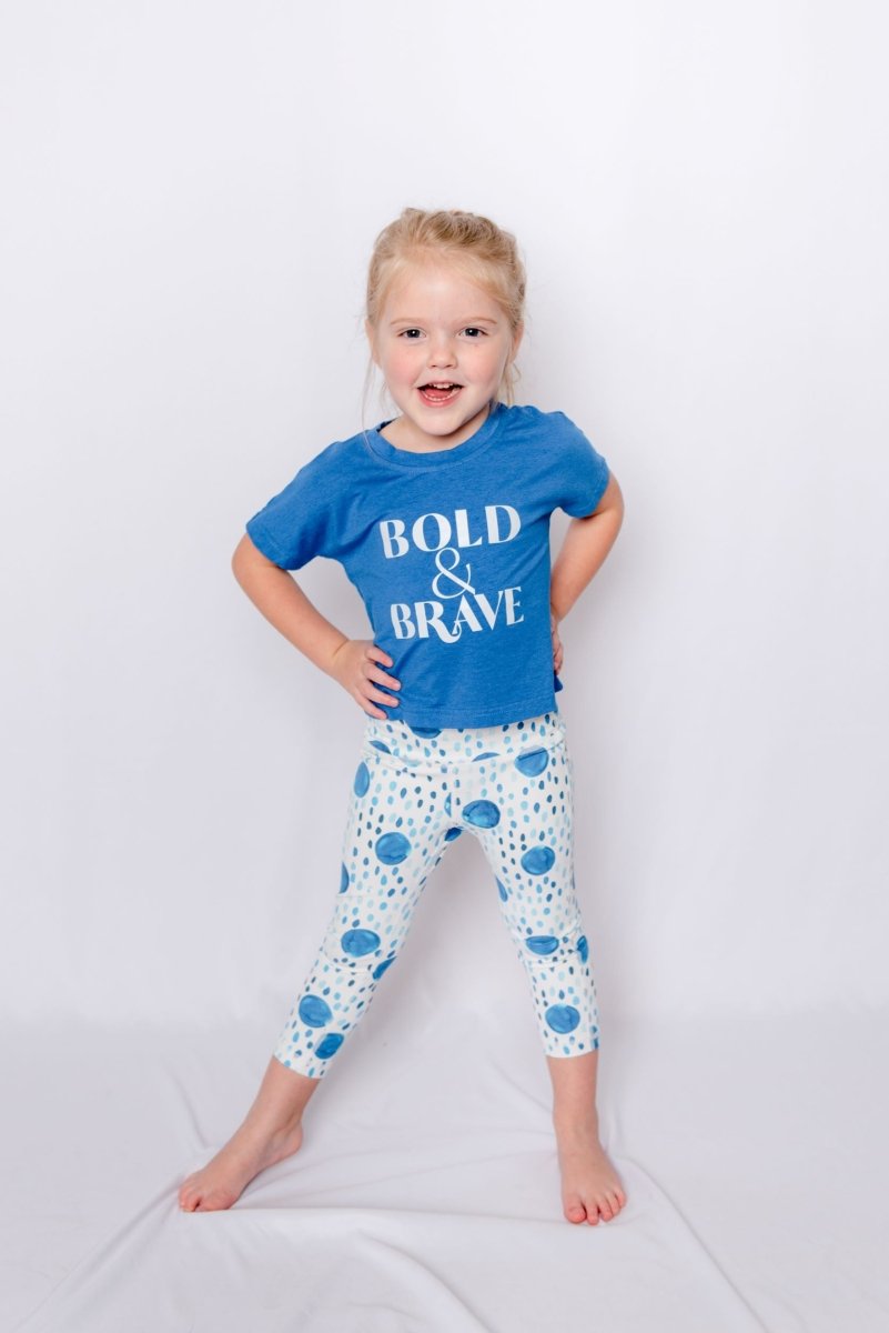 Girls Blue Polka Dot Athletic Wear Set