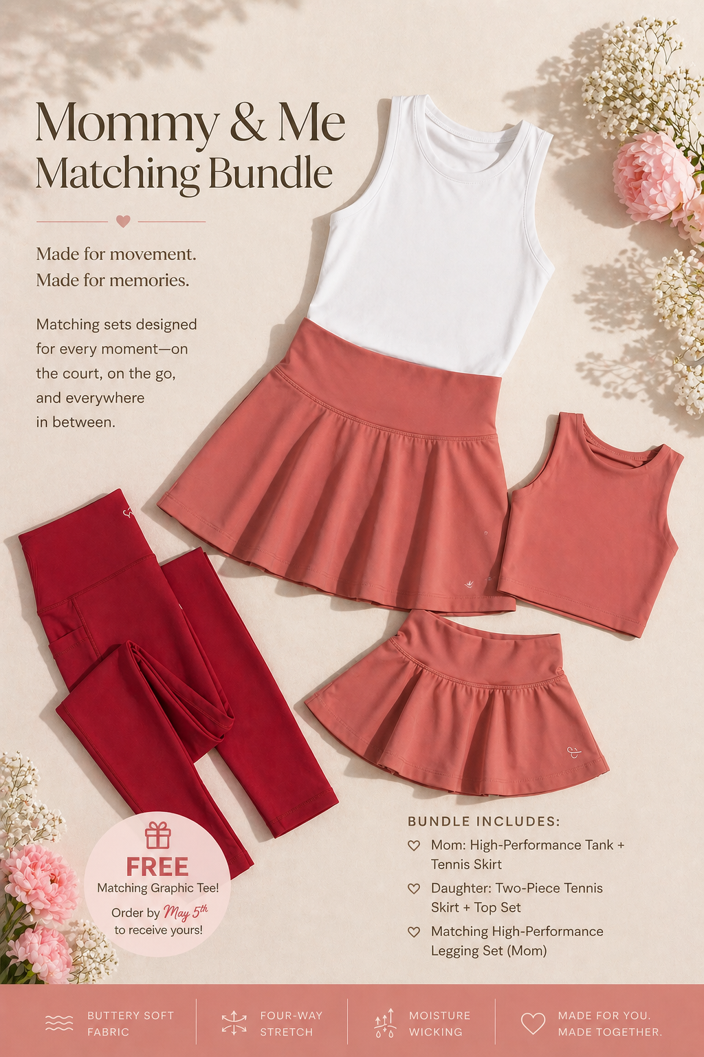 Mommy and Me Matching Athletic Wear Bundle: Mother's Day Gift
