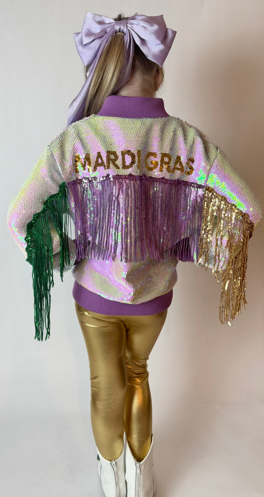 Girls Mardi Gras Gold Leggings