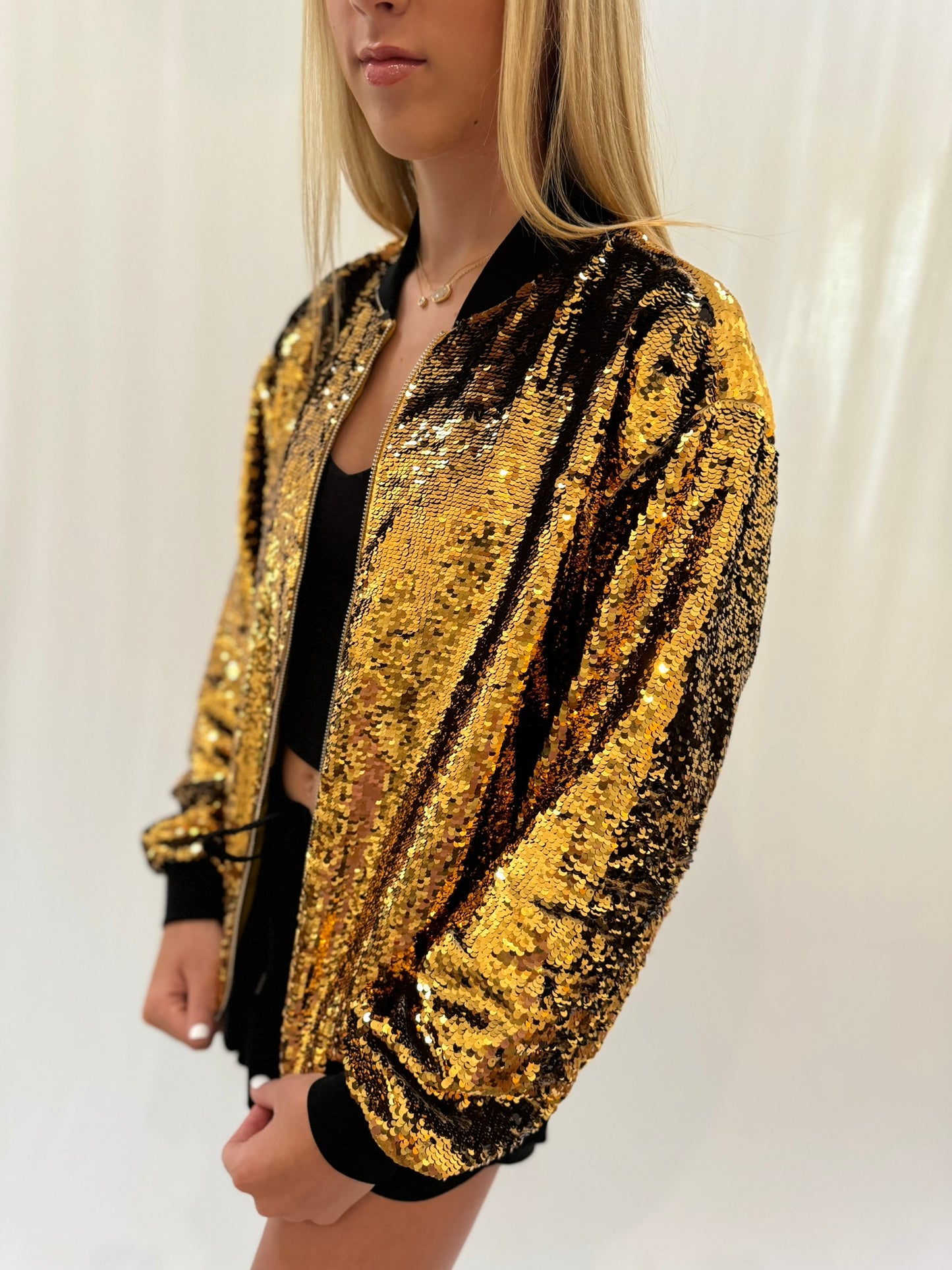 Who Dat Sequin Bomber Jacket for Women