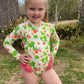 Girl's Long Sleeved Strawberry Print Swimsuit