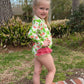 Girl's Long Sleeved Strawberry Print Swimsuit