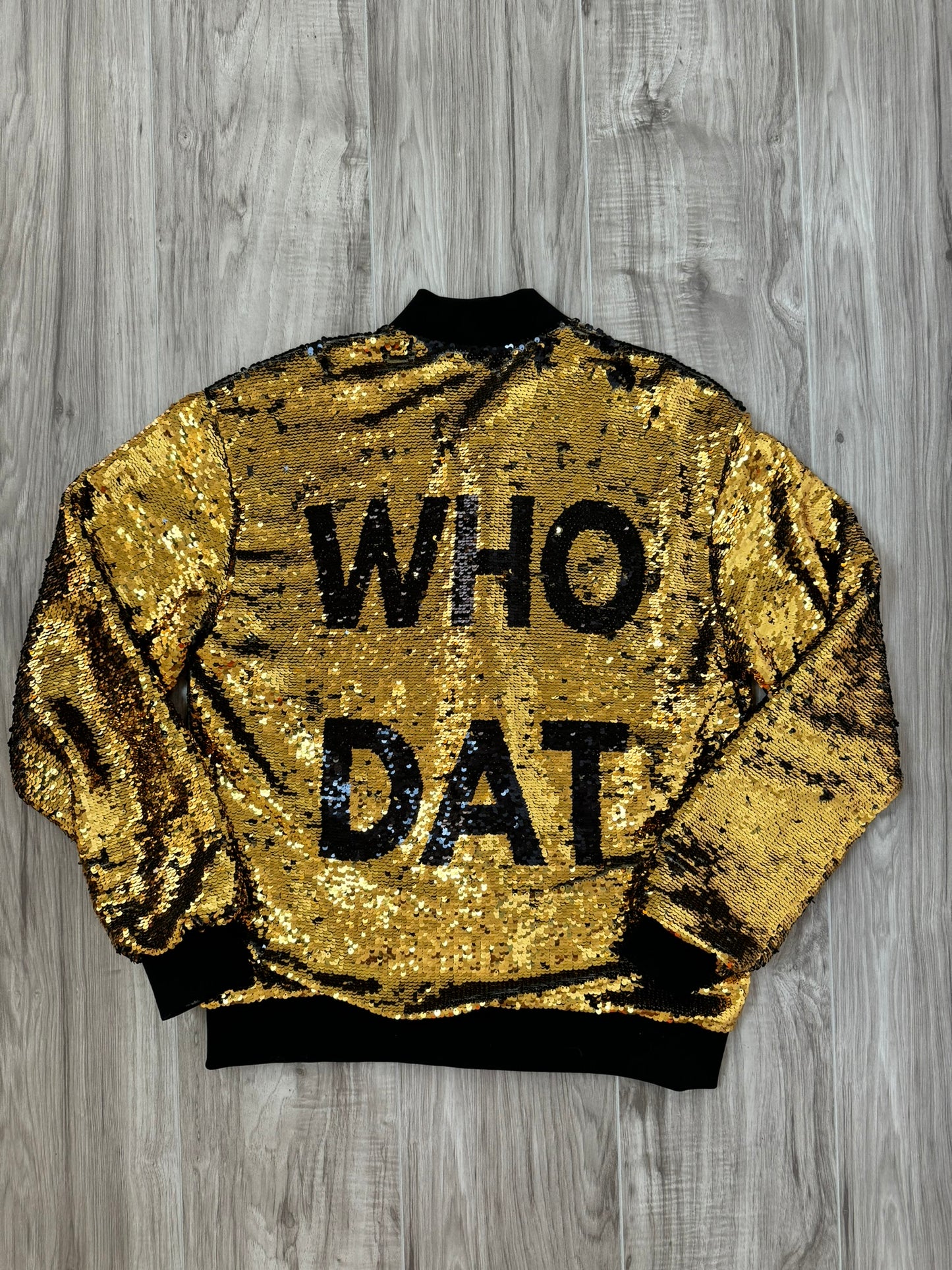 Who Dat Sequin Bomber Jacket for Women