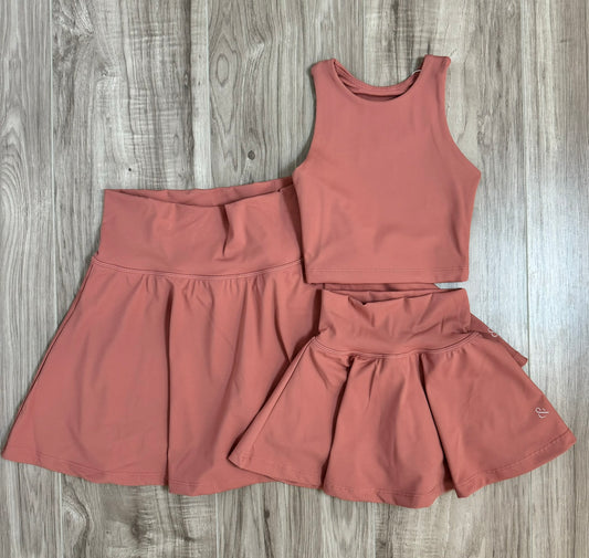 mommy and me matching tennis skirt set in peach 