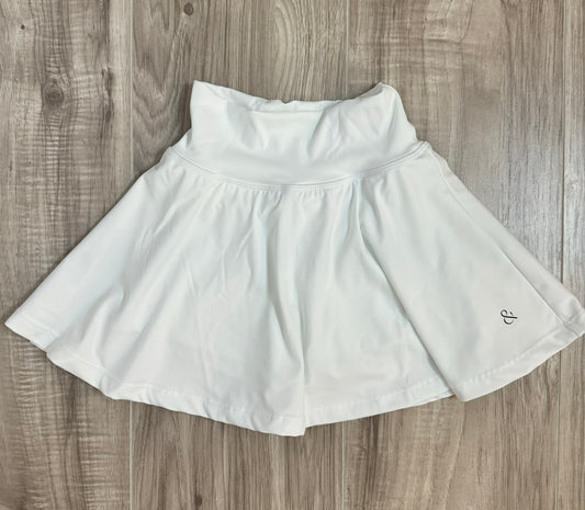 Kid's and Tween White Athletic Tennis Skirt – High-Waisted with Built-In Shorts