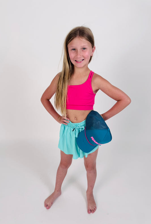 Girl's Flowy Butterfly Shorts Teal Green