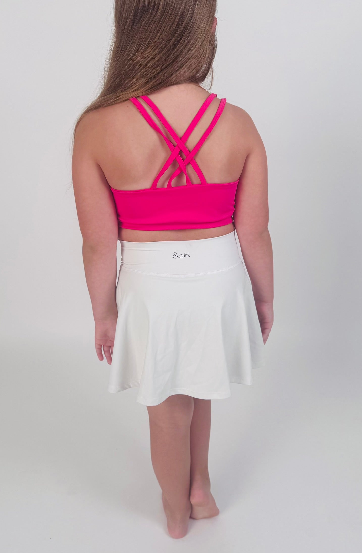 Kid's and Tween White Athletic Tennis Skirt – High-Waisted with Built-In Shorts