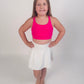 Kid's and Tween White Athletic Tennis Skirt – High-Waisted with Built-In Shorts