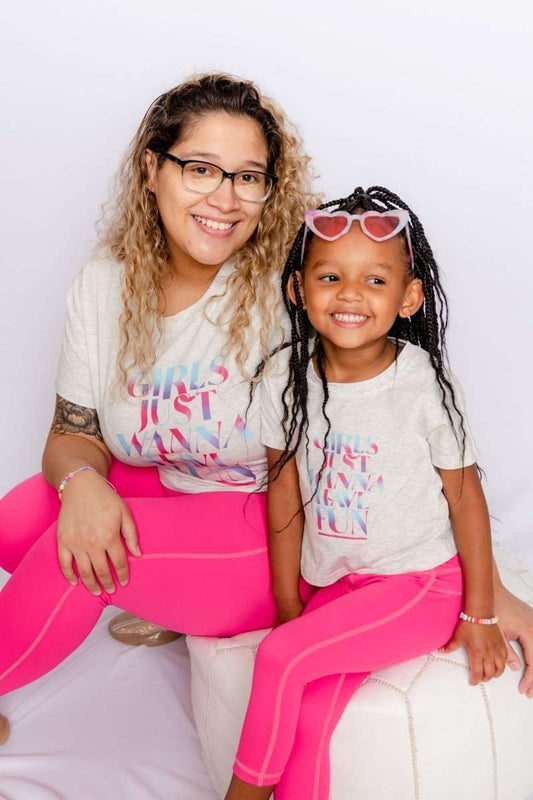 Mommy and Me Matching Set: Shirts Say "Girl's Just Wanna Have Fun" Matching Set