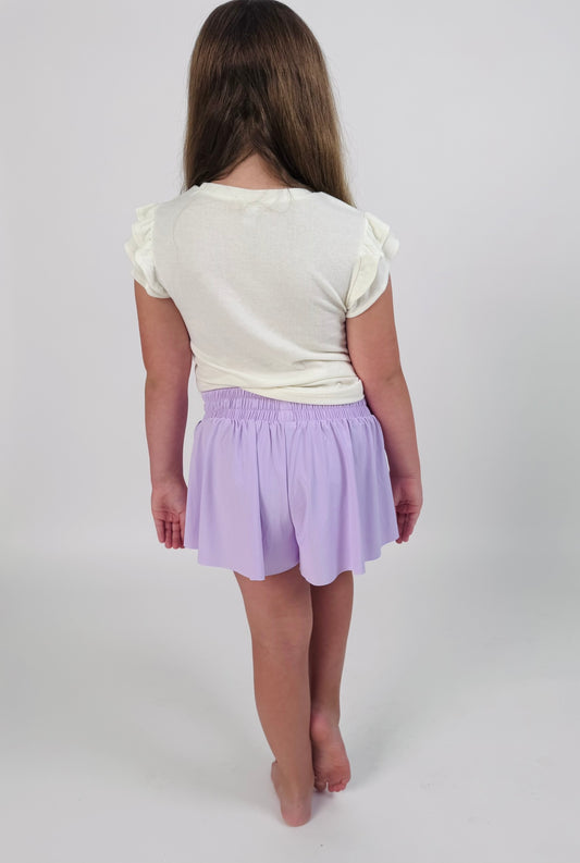 Girl's Flowy Butterfly Shorts Lavander