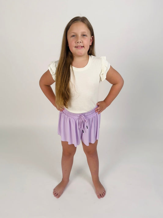 Girl's Flowy Butterfly Shorts Lavander