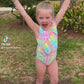 Girl's Long Sleeved Strawberry Print Swimsuit