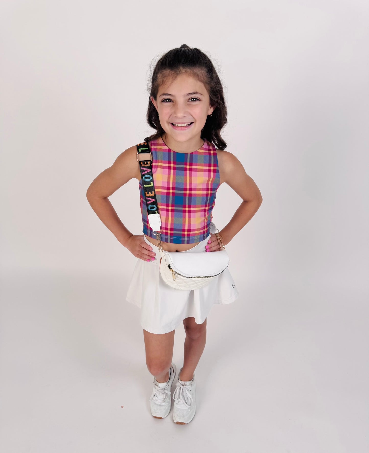 Kid's and Tween White Athletic Tennis Skirt – High-Waisted with Built-In Shorts